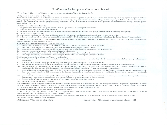 Dotazník pre darcov krvi, plazmy a krvných buniek 3